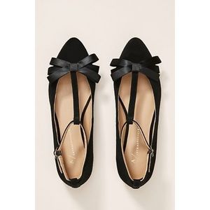 EUC Anthropologie T-Strap Bow Flats